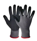 Nitrile coated on seamless nylon liner, Sandy Finished, Black, Size 9(Red edge)