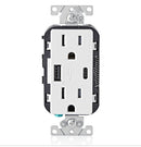 LEVITON - 5.1A USB Type A/Type-C Wall Outlet Charger with 15A Tamper-Resistant Outlet