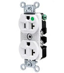 HUBBELL- Straight Blade Devices, Receptacles, Duplex, Hospital Grade, 2-Pole 3-Wire Grounding, 20A 125V, 5-20R, White, Single Pack.