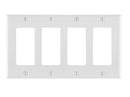 LEVITON - WHITE WALLPLATE 4GANG STANDARD SIZE DECORA WITH SCREW