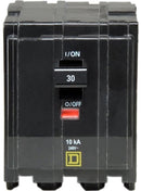 Square D Circuit Breaker, 3-Pole, 30 Amp, 240VAC, Plug In